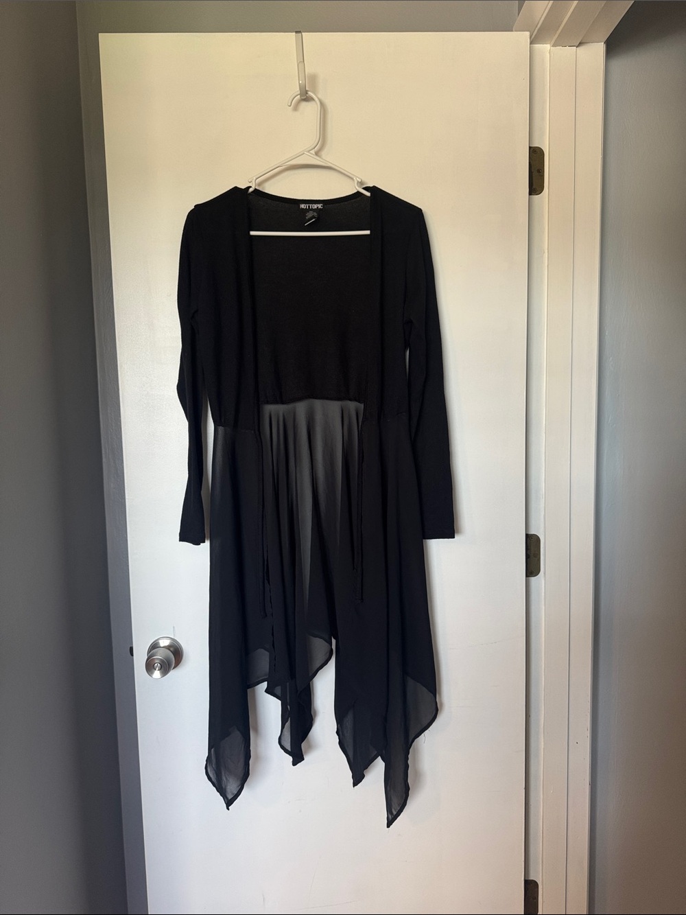 Hot Topic Half Sheer Open Cardigan Sweater Small Black